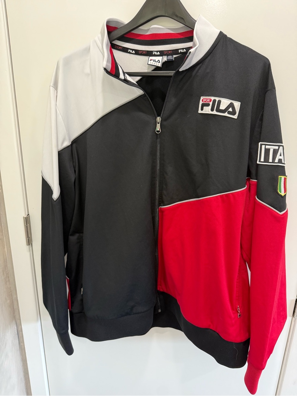 FILA Black, Red & White Colorblock Track Jacket